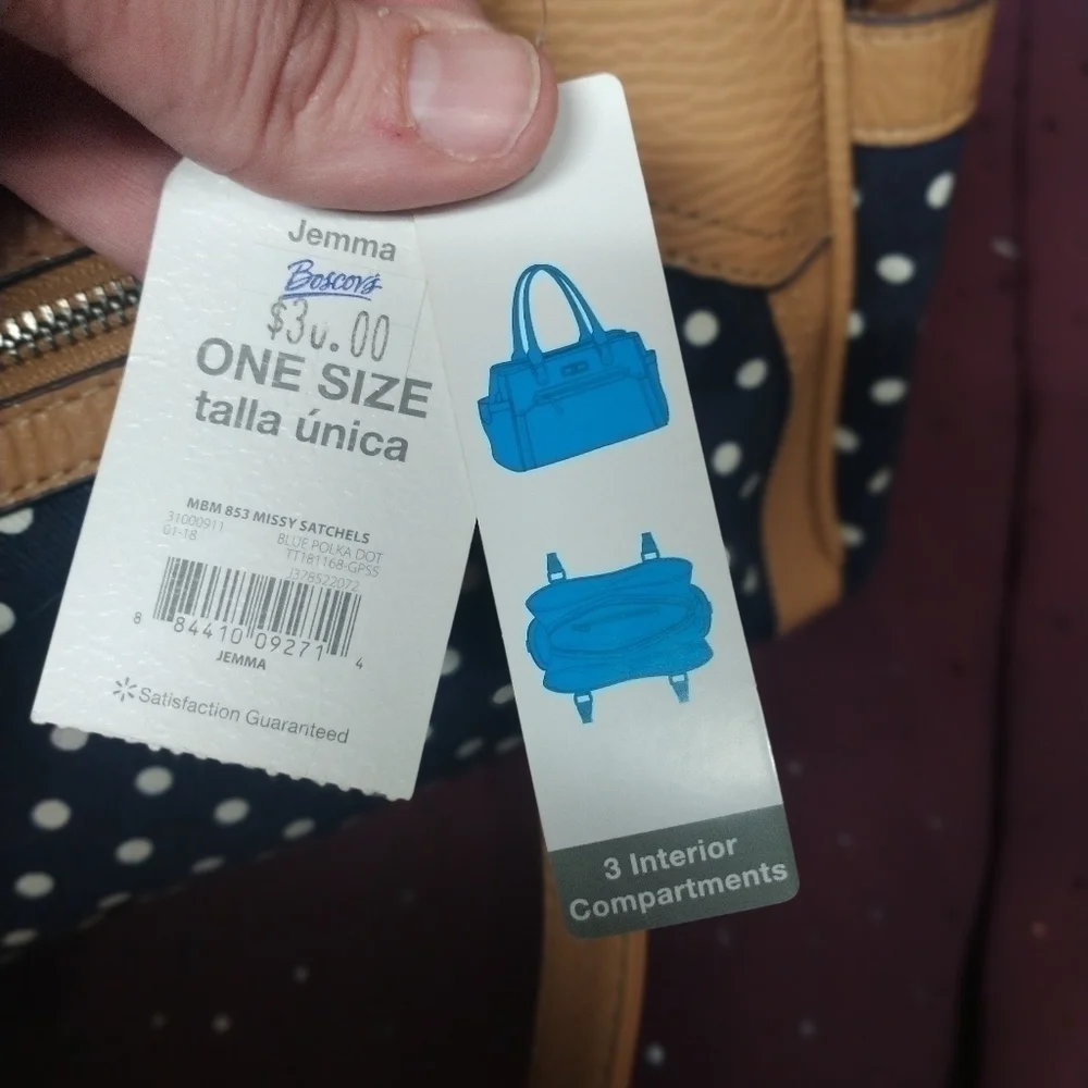 Boscov Navy Polka Dot Purse